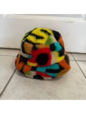 Colorful Faux Fur Bucket Hat Multicolor Soft Winter Festival One Size